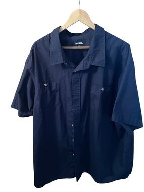 King Size Men's Short Sleeve Navy Button-Up Shirt 4XL Big